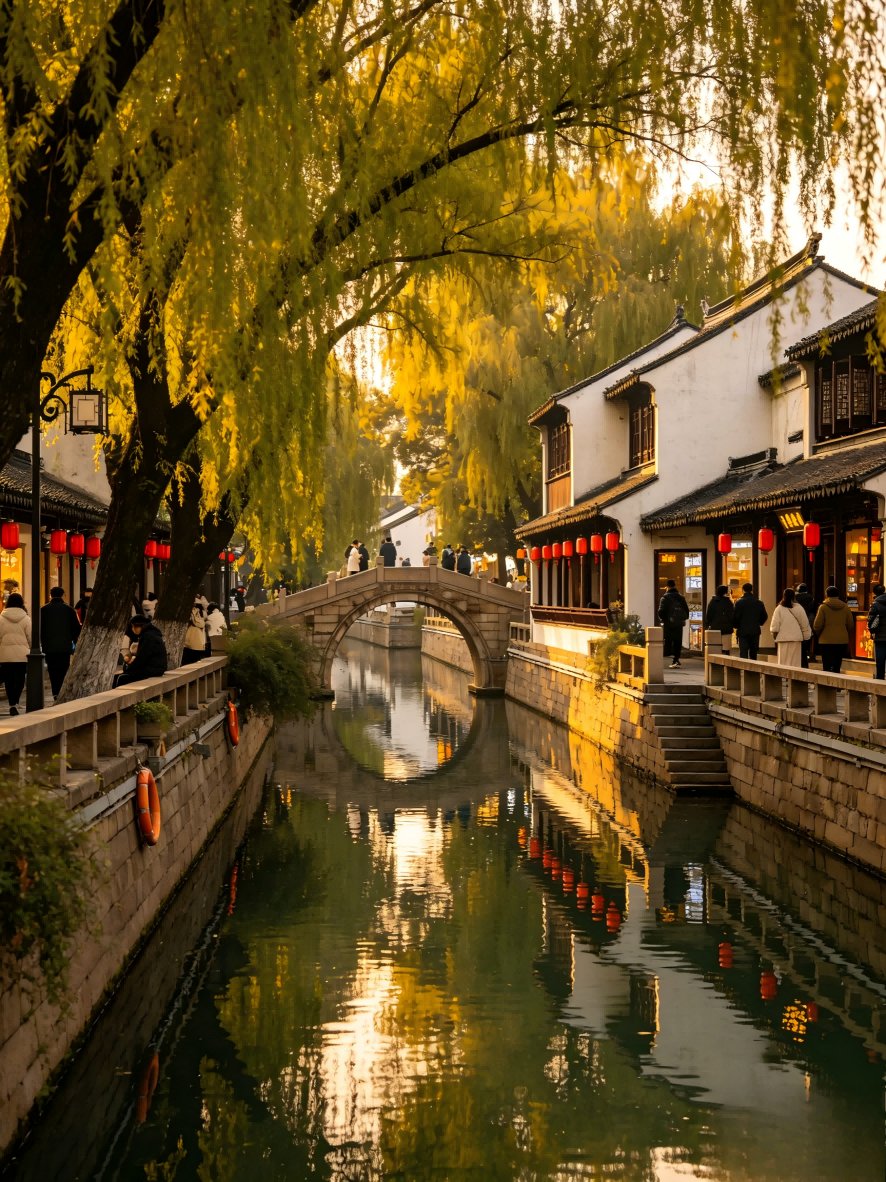 Pingjiang Road canal at night with lanterns - Suzhou