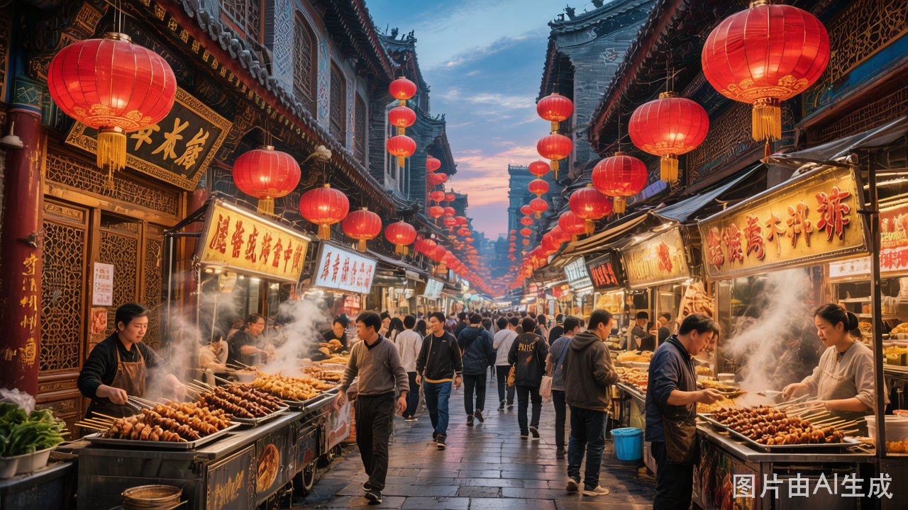 Muslim Quarter street food market in Xi'an